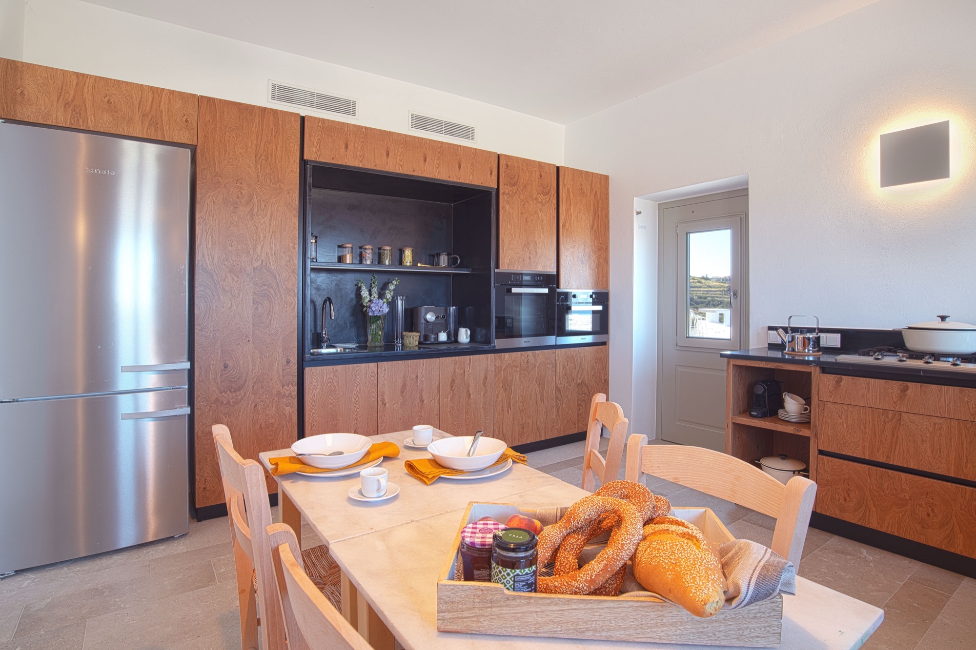 The villa kitchen, stone and marble finishes
