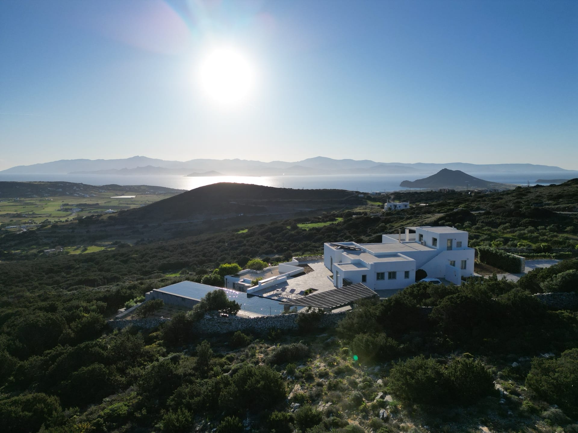 Drone view of Villa Orian and the surrounding hillside